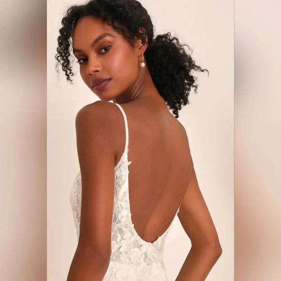 Lulus Bridal Everlasting Affection White Lace Backless Mermaid Maxi Dress Bride - Picture 5 of 15